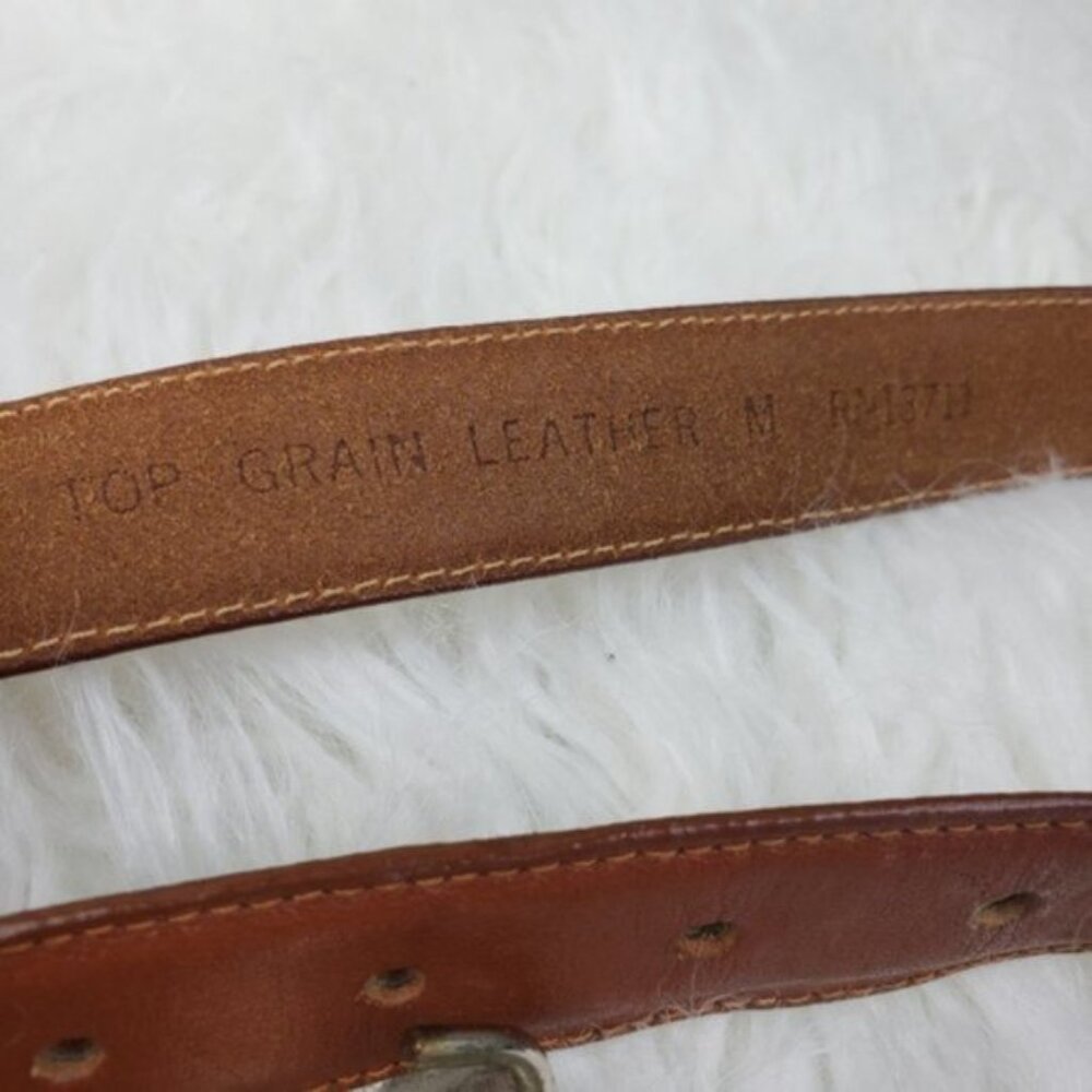 Vintage Brown Leather Belt with Ornate Silver Buckle - Picture 4 of 10